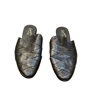 SEYCHELLES Women’s Black Slip Woven Leather FOR ANTHROPOLOGIE Size 8.5